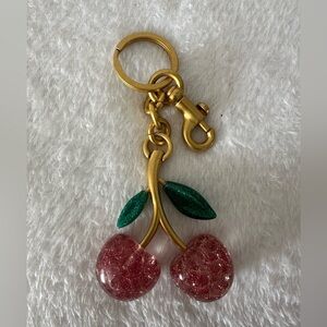 Cherry Keychain with Gold Accents